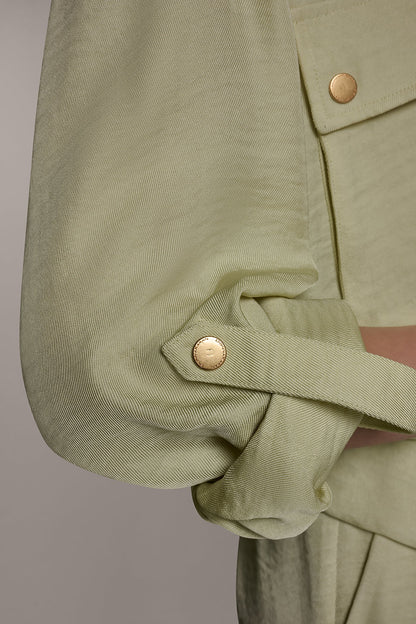 Donna Karan LONG SLEEVE TIE WAIST SHIRT