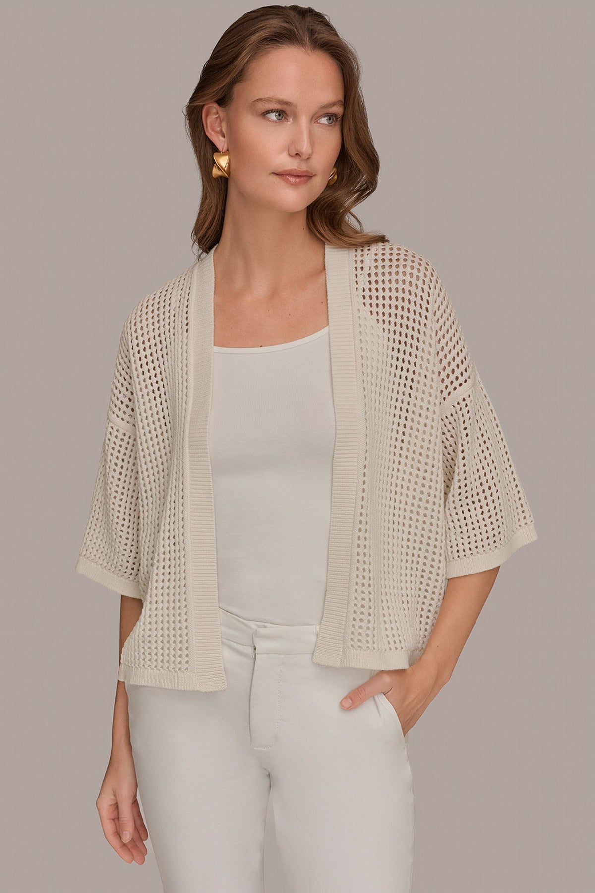 Donna Karan OPEN STITCH CARDIGAN