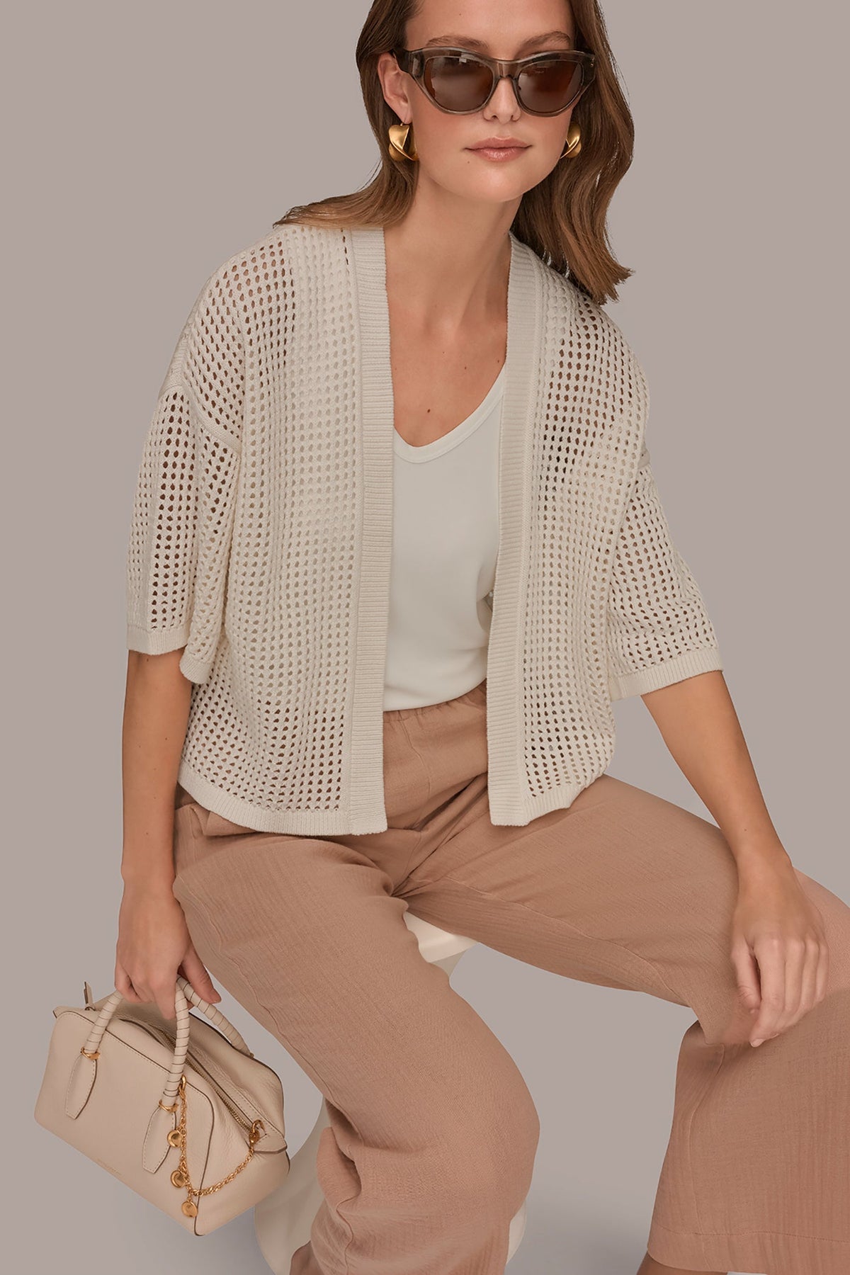 Donna Karan OPEN STITCH CARDIGAN
