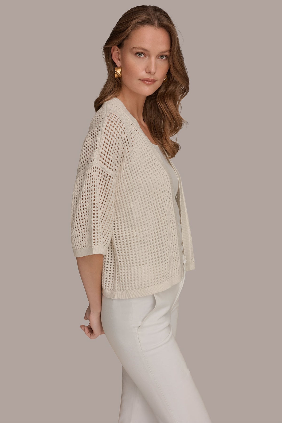 Donna Karan OPEN STITCH CARDIGAN