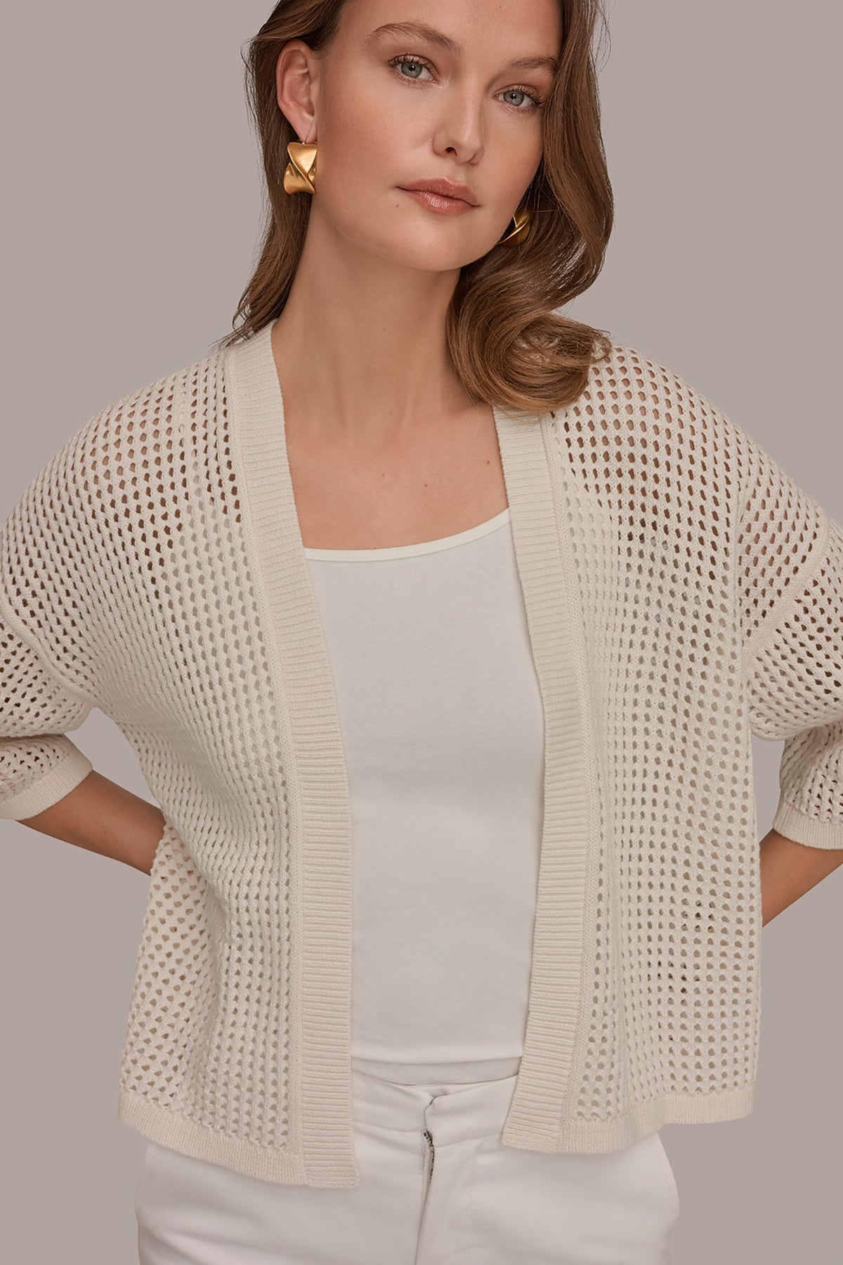 Donna Karan OPEN STITCH CARDIGAN