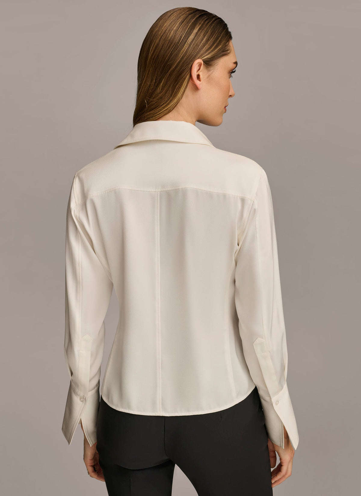 Donna Karan COLLARED BUTTON DOWN BLOUSE