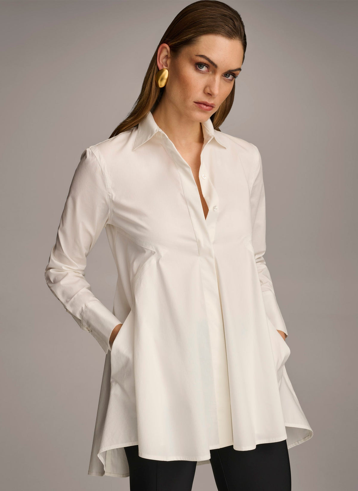 Donna Karan LONG SLEEVE A-LINE TUNIC