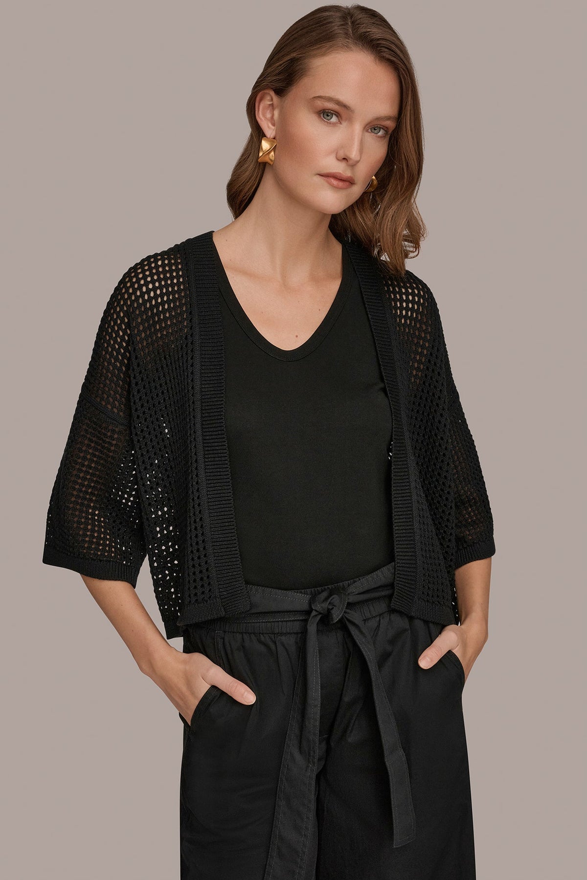 Donna Karan OPEN STITCH CARDIGAN