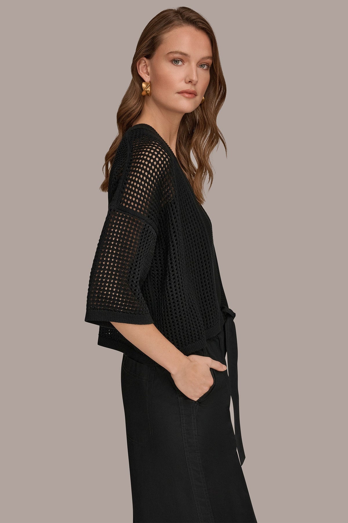 Donna Karan OPEN STITCH CARDIGAN