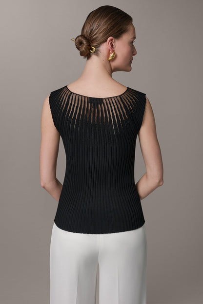 Donna Karan RIBBED SLEEVLESS SWEATER