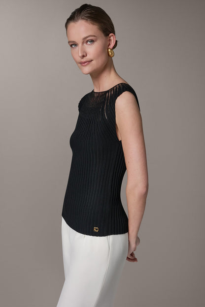 Donna Karan RIBBED SLEEVLESS SWEATER