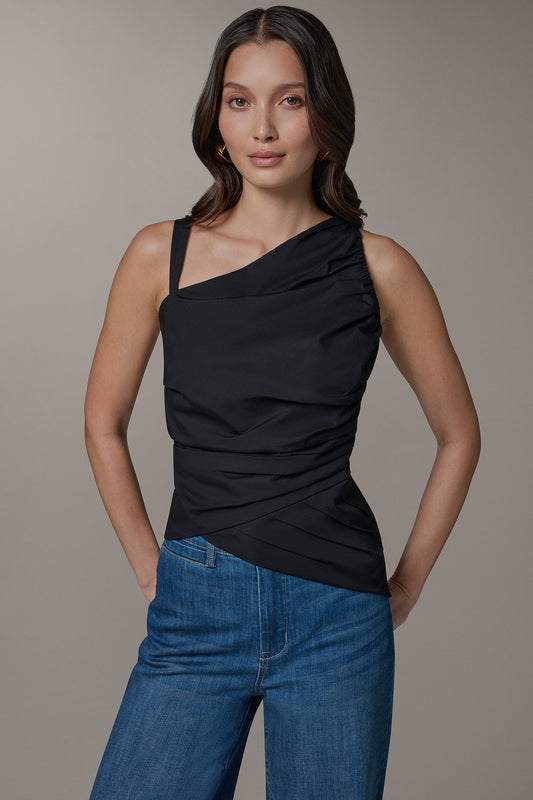 Donna Karan SLEEVELESS ASYMMETRIC BLOUSE