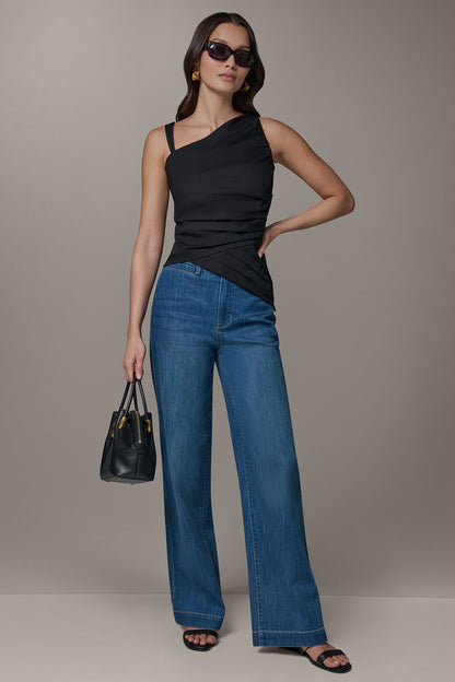 Donna Karan SLEEVELESS ASYMMETRIC BLOUSE