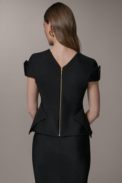 Donna Karan SHORT SLEEVE PEPLUM TOP