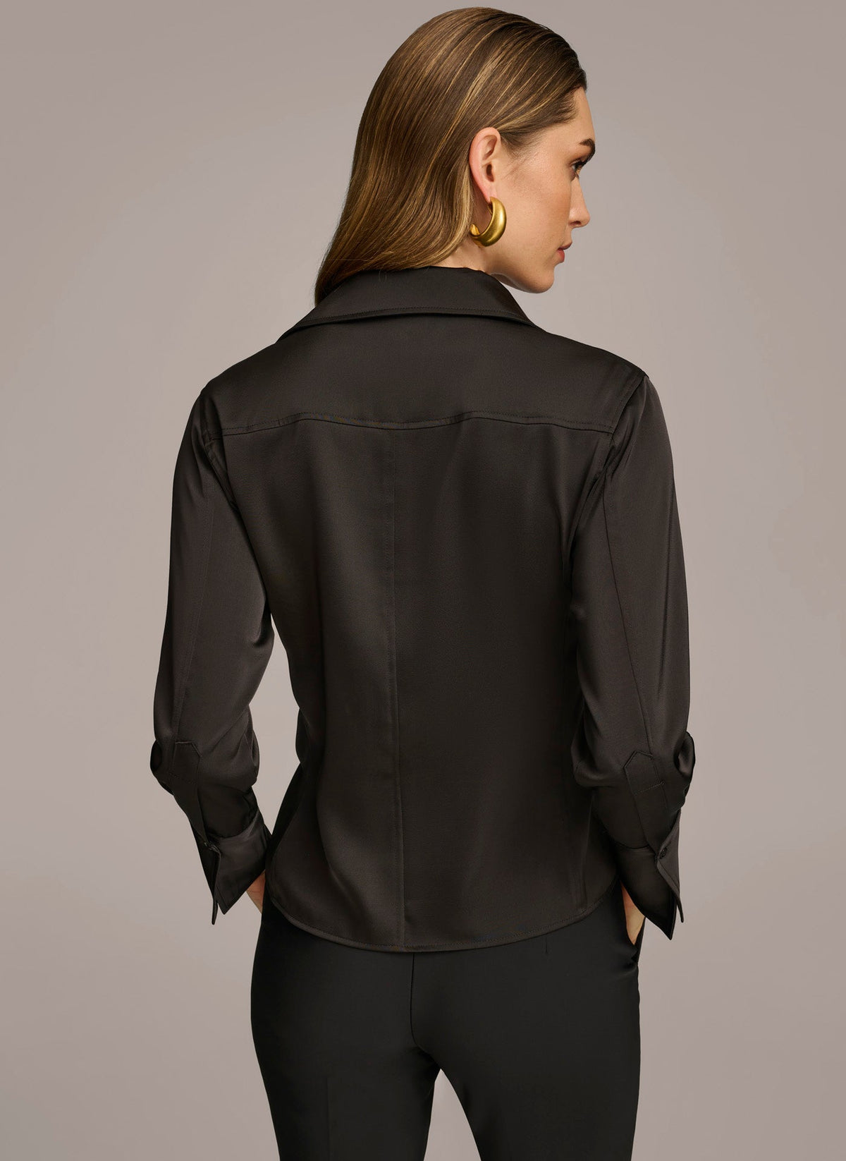 Donna Karan COLLARED BUTTON DOWN BLOUSE