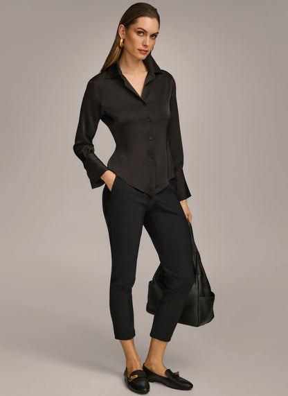 Donna Karan COLLARED BUTTON DOWN BLOUSE