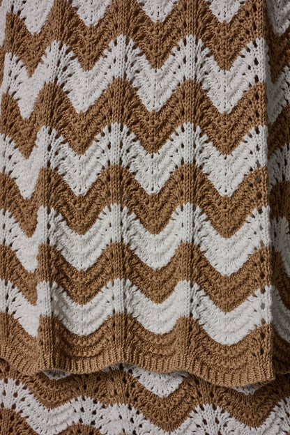 Donna Karan SLEEVELESS POINTELLE STRIPE SWEATER