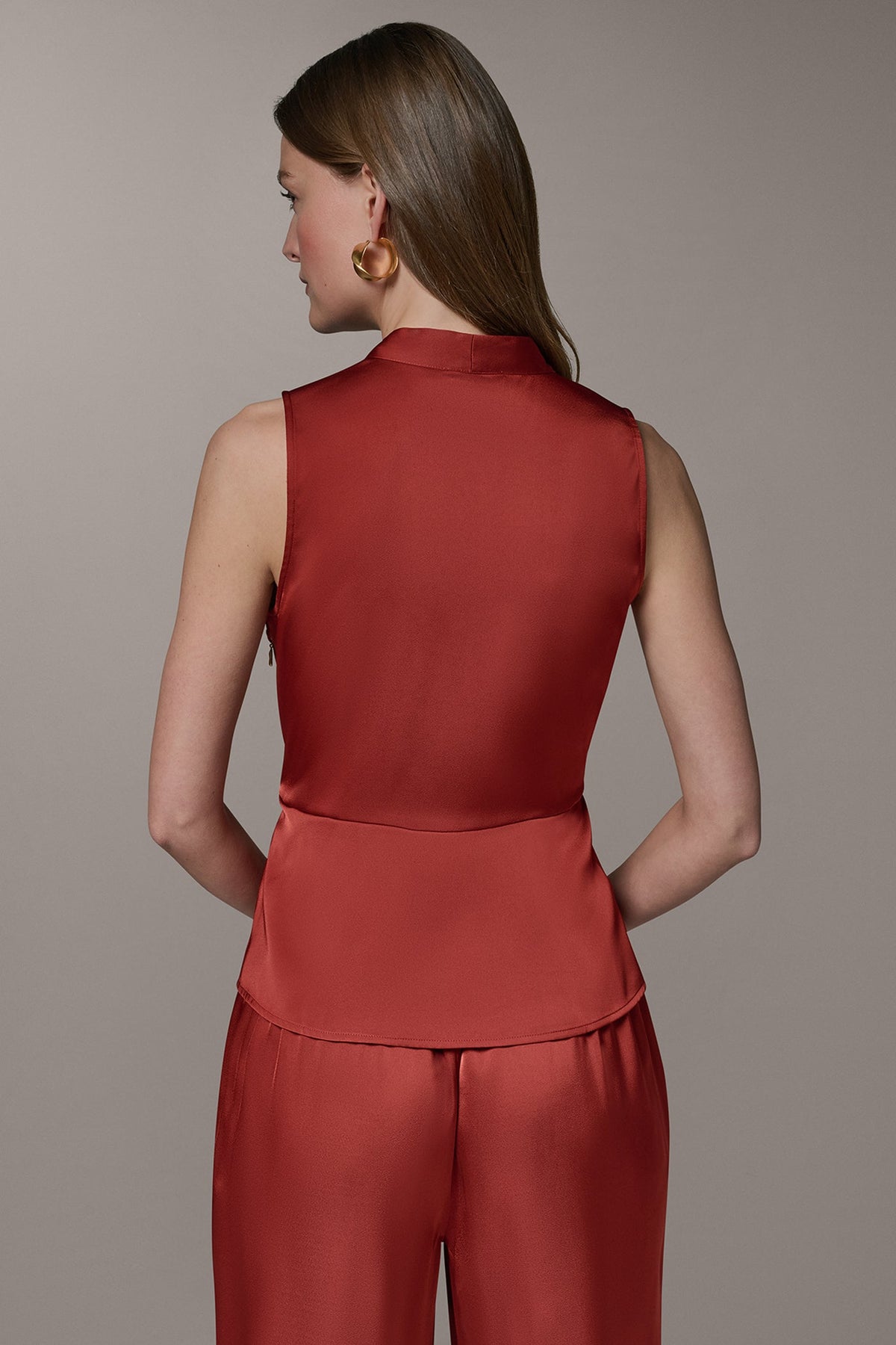 Donna Karan SLEEVELESS WRAP-EFFECT ASYMMETRIC PEPLUM BLOUSE
