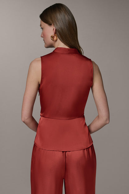 Donna Karan SLEEVELESS WRAP-EFFECT ASYMMETRIC PEPLUM BLOUSE