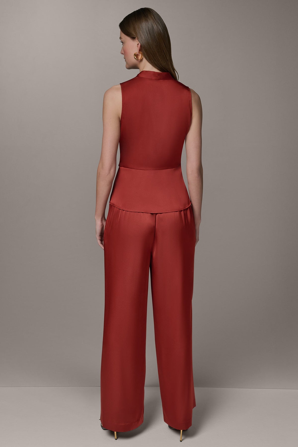 Donna Karan SLEEVELESS WRAP-EFFECT ASYMMETRIC PEPLUM BLOUSE