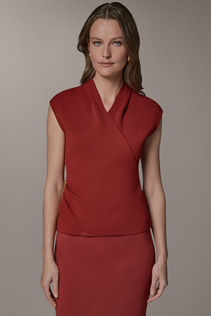 Donna Karan V-NECK WRAP-EFFECT TOP