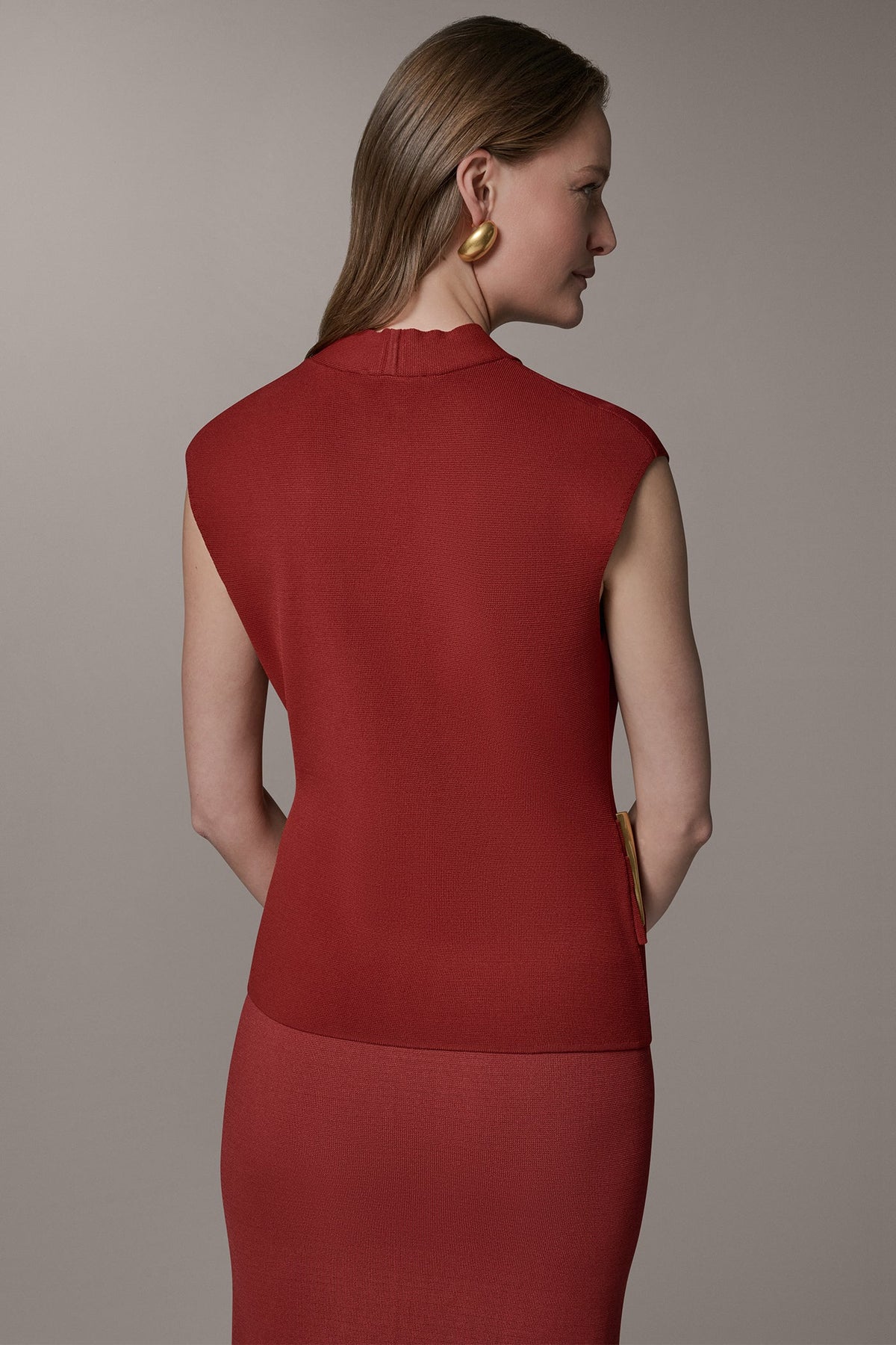 Donna Karan V-NECK WRAP-EFFECT TOP