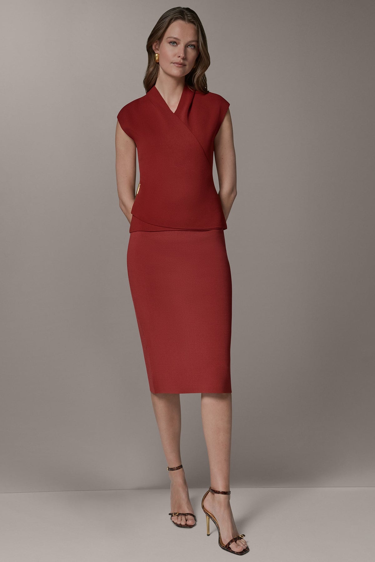 Donna Karan V-NECK WRAP-EFFECT TOP