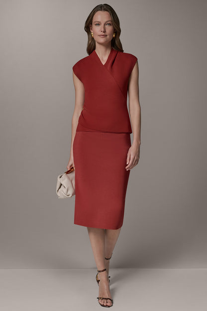 Donna Karan V-NECK WRAP-EFFECT TOP