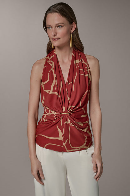Donna Karan RUCHED V-NECK TOP