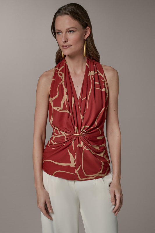 Donna Karan RUCHED V-NECK TOP