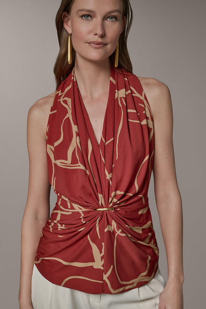 Donna Karan RUCHED V-NECK TOP