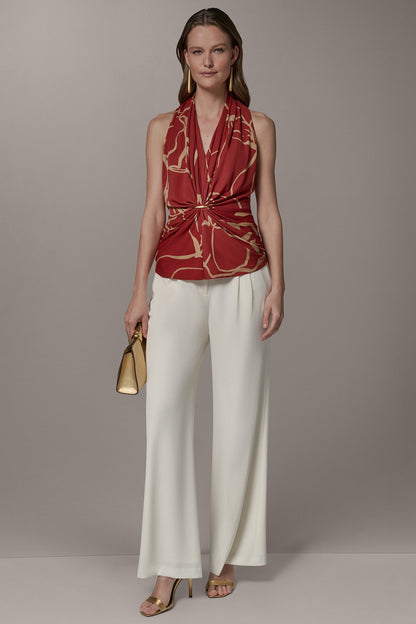 Donna Karan RUCHED V-NECK TOP