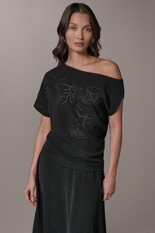 Donna Karan SLEEVELESS ASYMMETRIC LASER CUT TOP