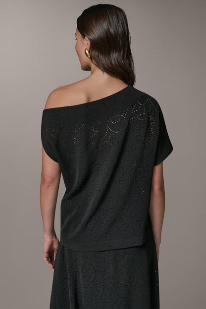 Donna Karan SLEEVELESS ASYMMETRIC LASER CUT TOP