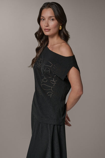 Donna Karan SLEEVELESS ASYMMETRIC LASER CUT TOP