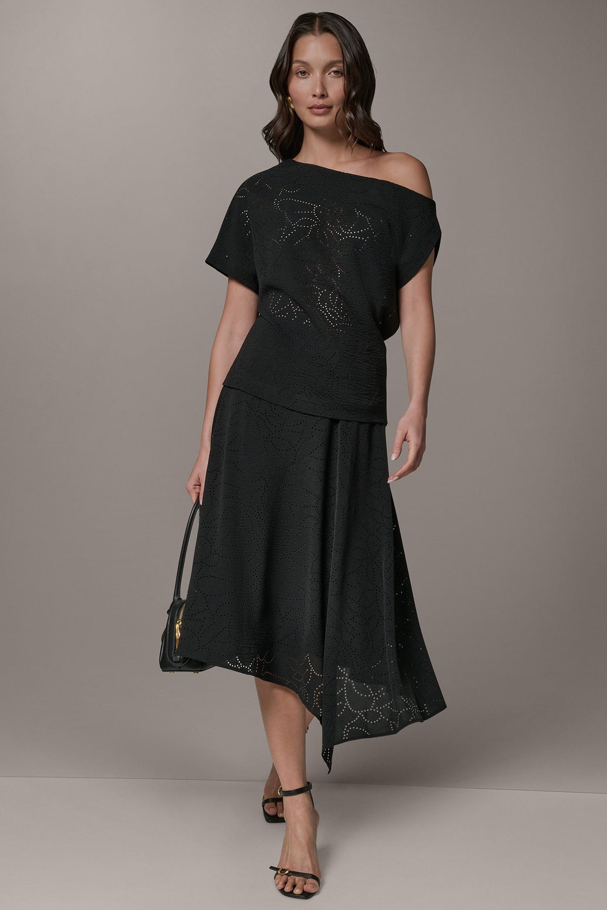 Donna Karan SLEEVELESS ASYMMETRIC LASER CUT TOP