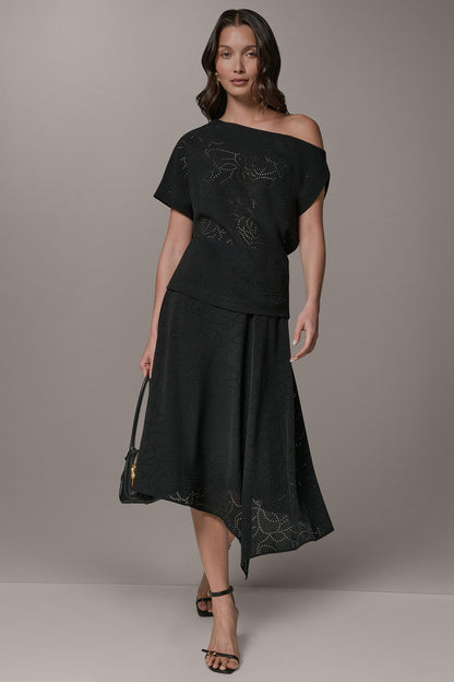 Donna Karan SLEEVELESS ASYMMETRIC LASER CUT TOP