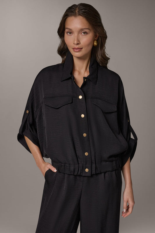 Donna Karan CINCHED HEM SHIRT