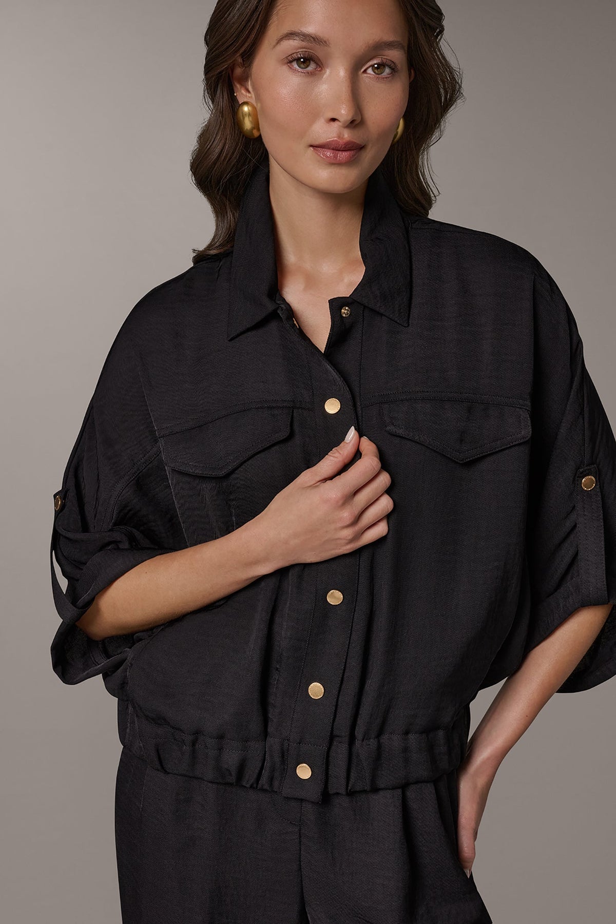 Donna Karan CINCHED HEM SHIRT