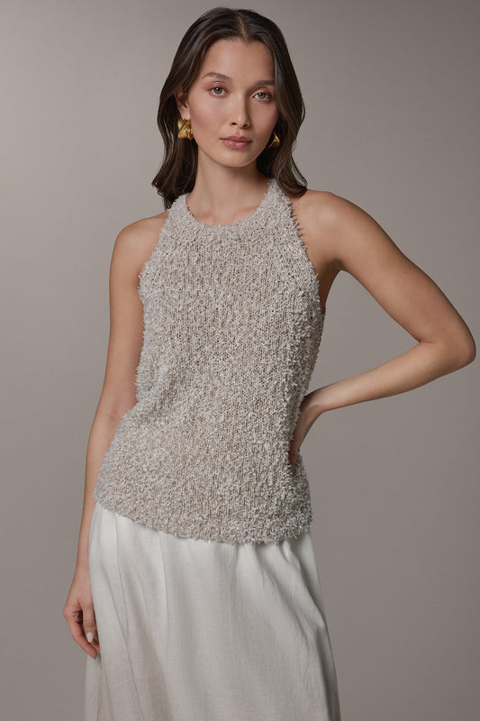 Donna Karan SLEEVELESS HALTER SWEATER TANK