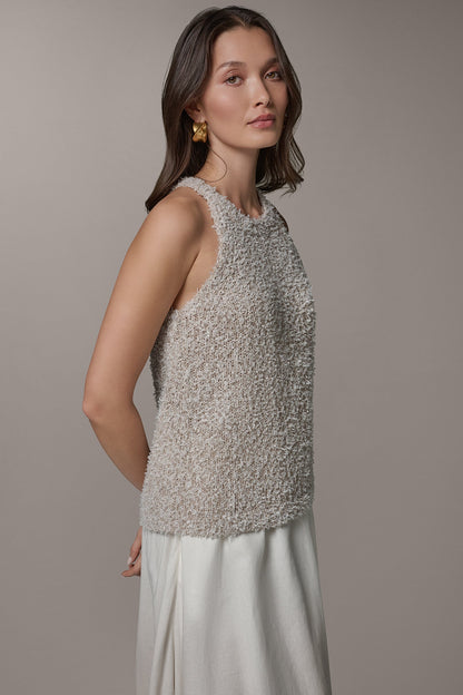 Donna Karan SLEEVELESS HALTER SWEATER TANK