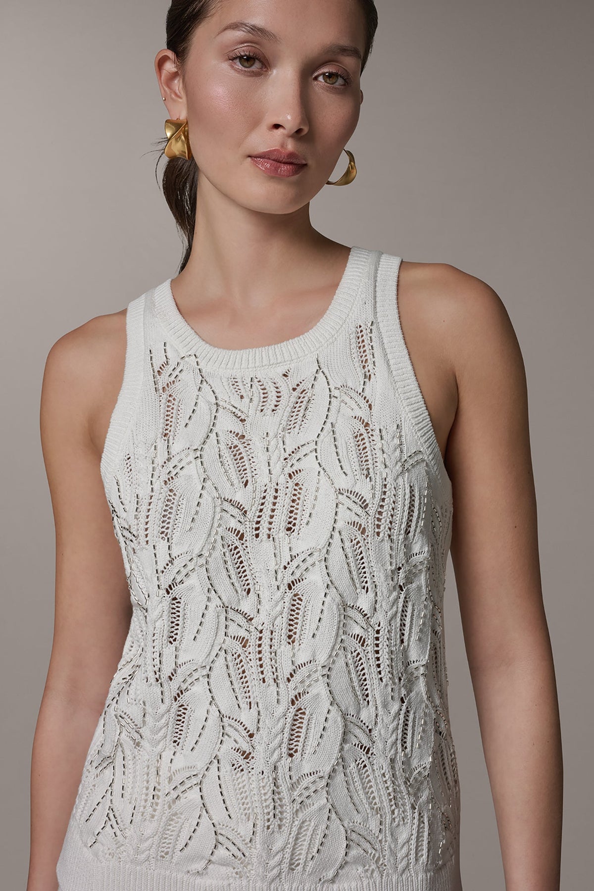 Donna Karan SLEEVELESS SEQUIN SWEATER TANK