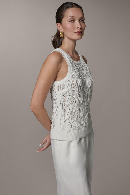 Donna Karan SLEEVELESS SEQUIN SWEATER TANK