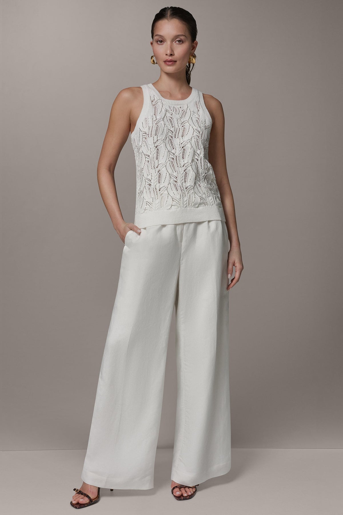 Donna Karan SLEEVELESS SEQUIN SWEATER TANK