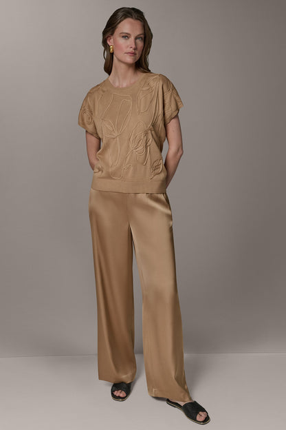 Donna Karan SHORT SLEEVE GEOMETRIC SWEATER