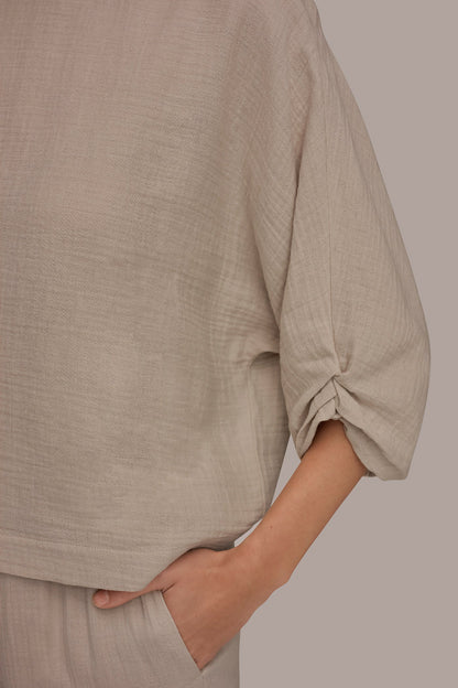Donna Karan 3/4 SLEEVE TWIST CUFF BLOUSE