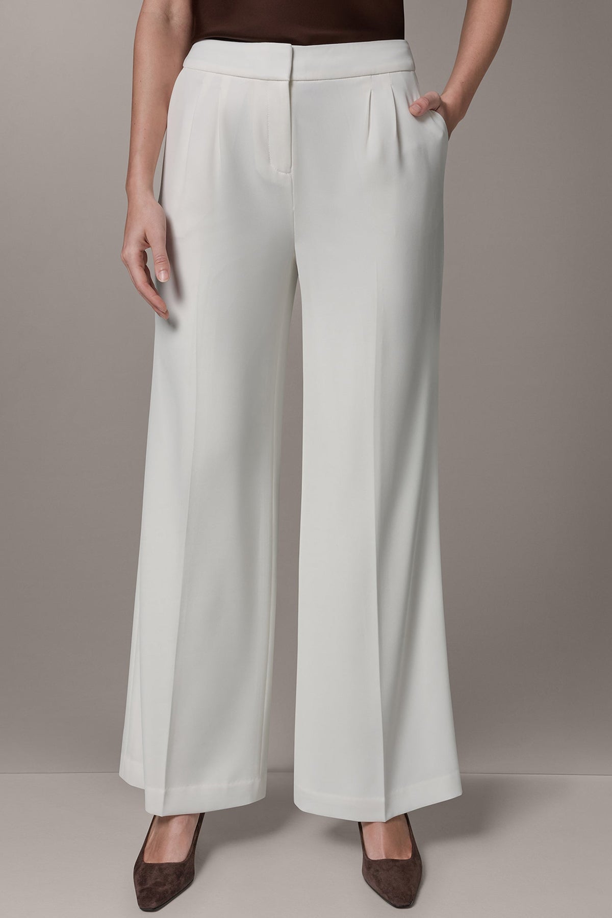 Donna Karan MID-RISE PLEATED WIDE-LEG PANT
