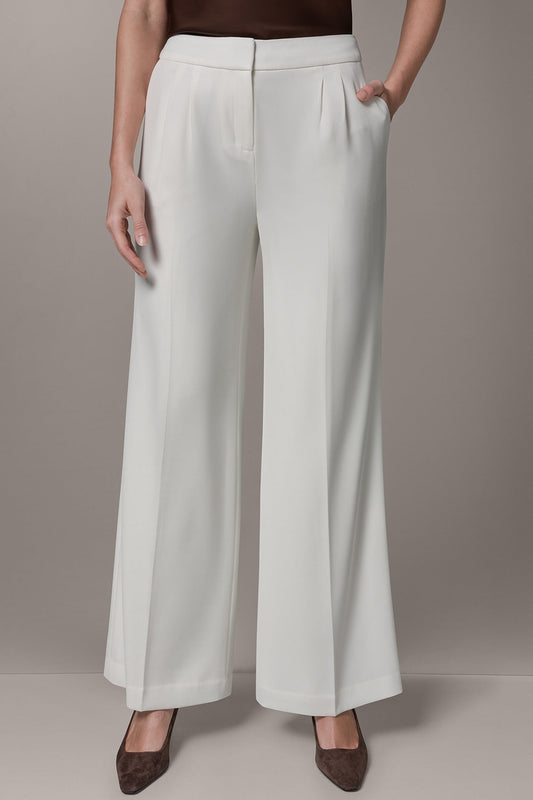 Donna Karan MID-RISE PLEATED WIDE-LEG PANT