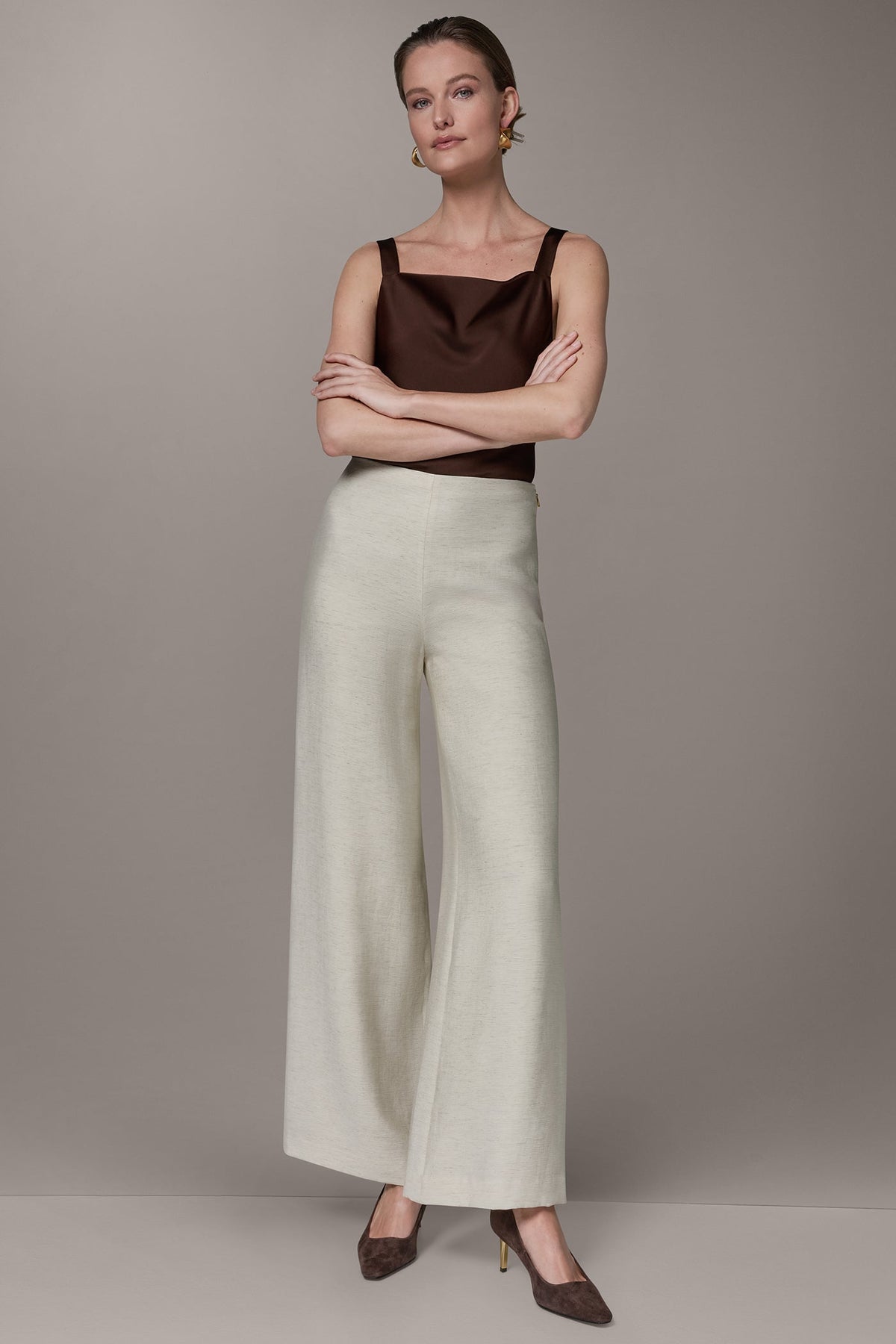 Donna Karan EXTRA HIGH-RISE MÈLANGE WIDE-LEG PANT