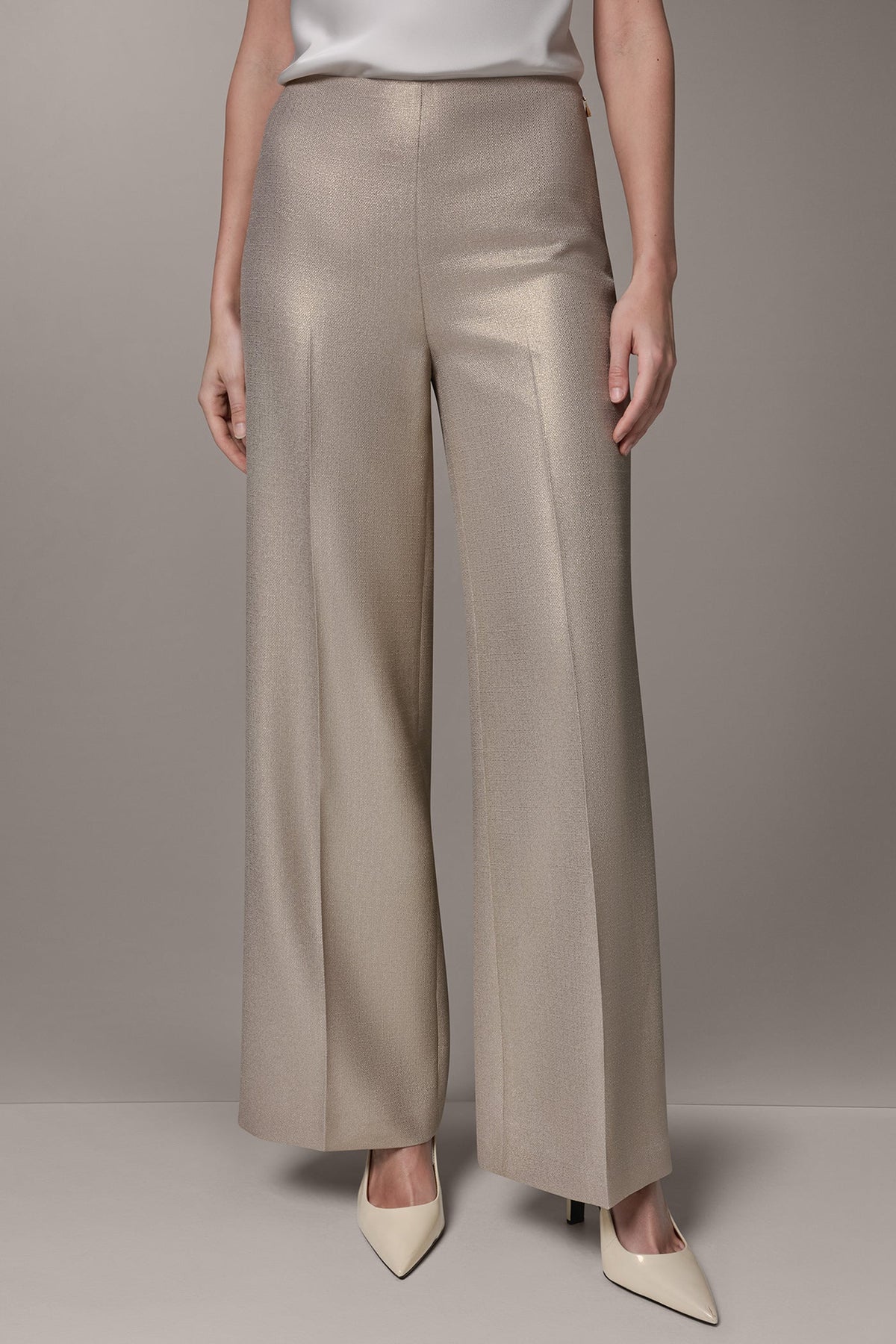 Donna Karan EXTRA HIGH-RISE METALLIC WIDE-LEG PANT