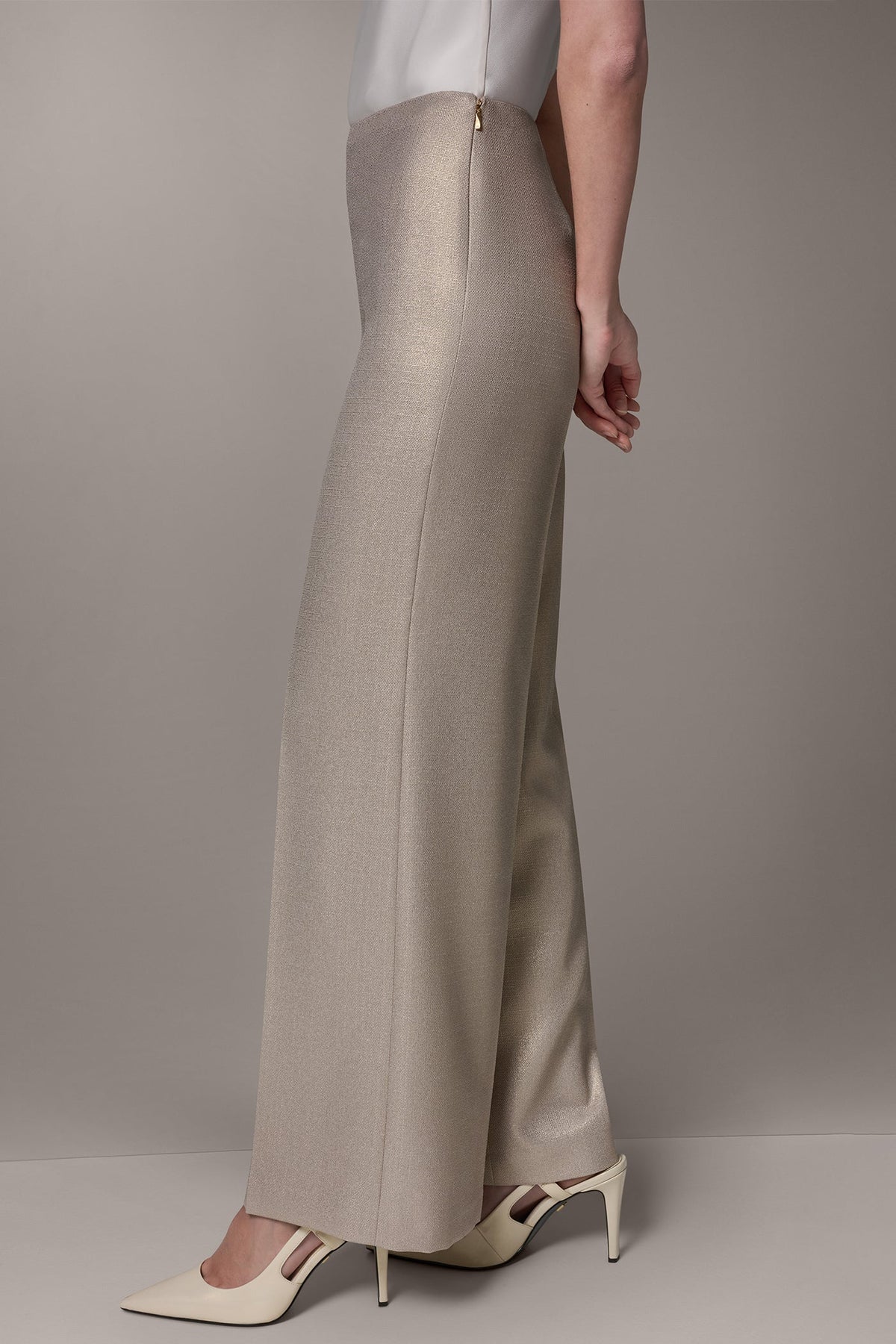 Donna Karan EXTRA HIGH-RISE METALLIC WIDE-LEG PANT
