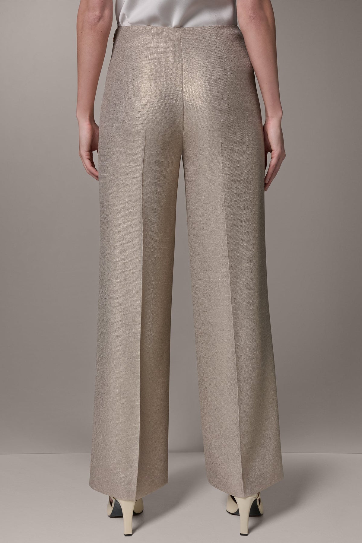 Donna Karan EXTRA HIGH-RISE METALLIC WIDE-LEG PANT