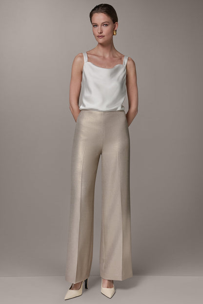 Donna Karan EXTRA HIGH-RISE METALLIC WIDE-LEG PANT