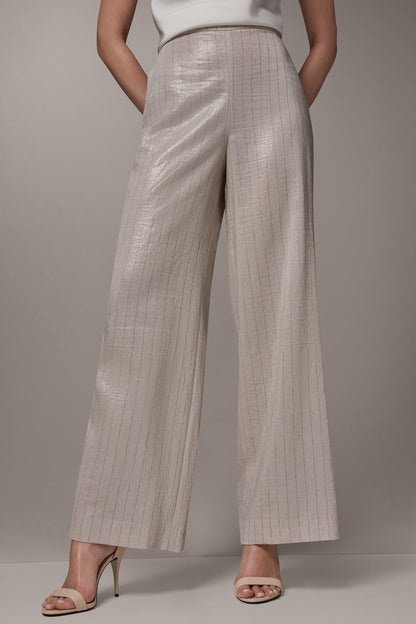 Donna Karan HIGH-RISE METALLIC PINSTRIPE WIDE-LEG PANT